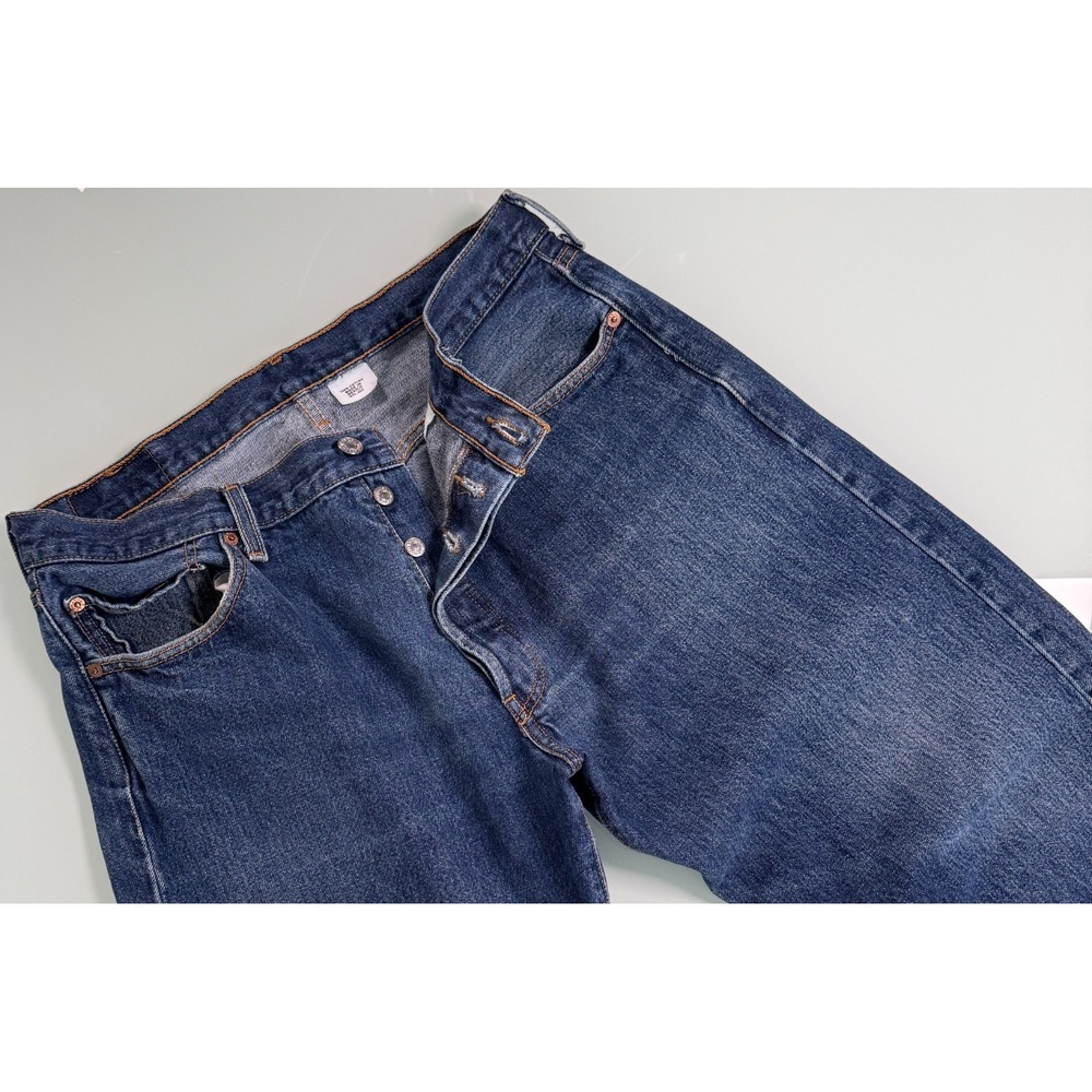 VTG 90s Levi's 501 Button Fly Denim Jean Mens 34x29 Blue Straight Fit DadCore
